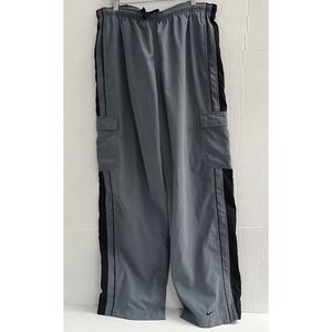 VINTAGE Nike Woven Pants Adult Large Blue Mesh Lined Gray Tag 90s Y2K Warm Up